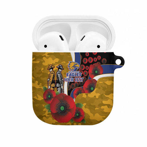 West Eagles ANZAC Personalised AirPods Case Lest We Forget Poppy Camo