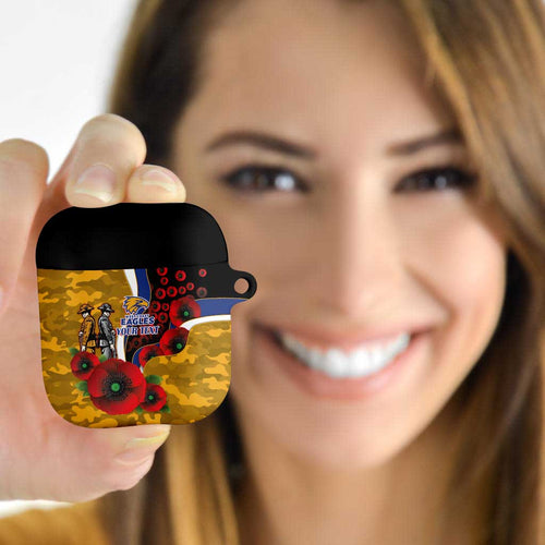 West Eagles ANZAC Personalised AirPods Case Lest We Forget Poppy Camo