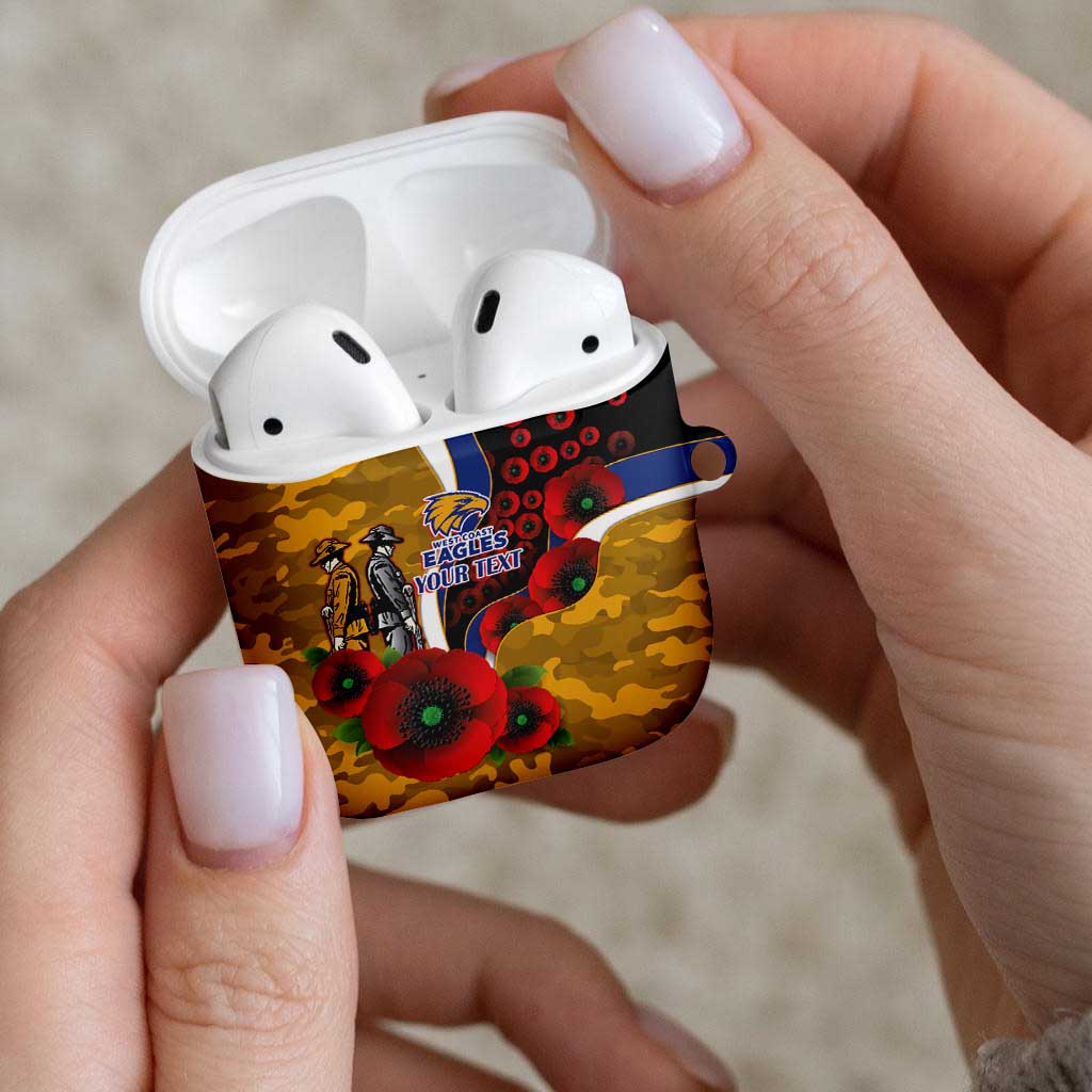 West Eagles ANZAC Personalised AirPods Case Lest We Forget Poppy Camo