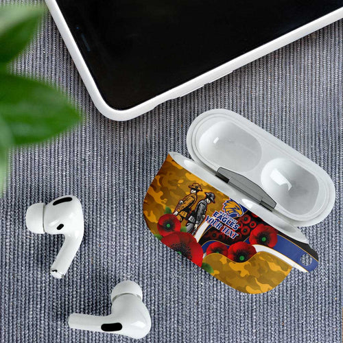 West Eagles ANZAC Personalised AirPods Case Lest We Forget Poppy Camo