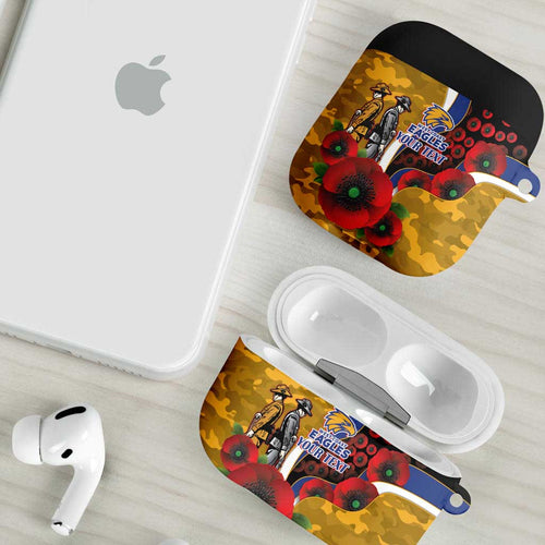 West Eagles ANZAC Personalised AirPods Case Lest We Forget Poppy Camo