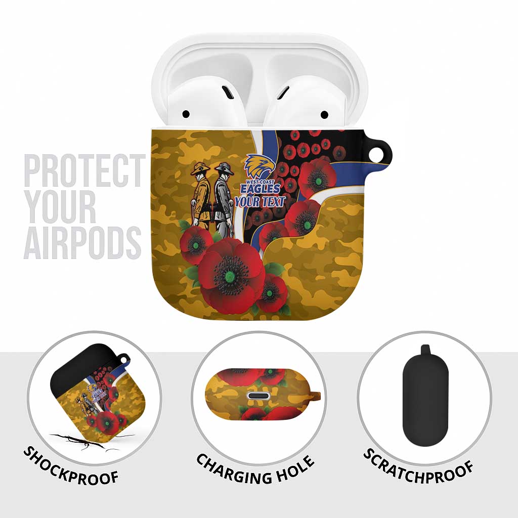 West Eagles ANZAC Personalised AirPods Case Lest We Forget Poppy Camo