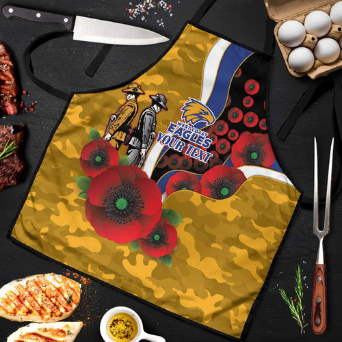 West Eagles ANZAC Personalised Apron Lest We Forget Poppy Camo