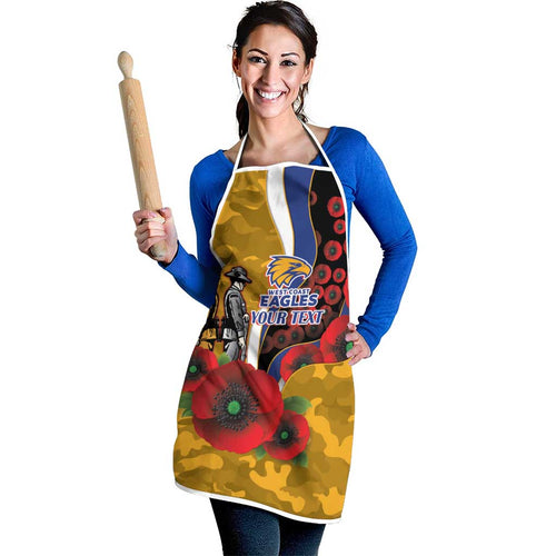 West Eagles ANZAC Personalised Apron Lest We Forget Poppy Camo