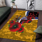 West Eagles ANZAC Personalised Area Rug Lest We Forget Poppy Camo