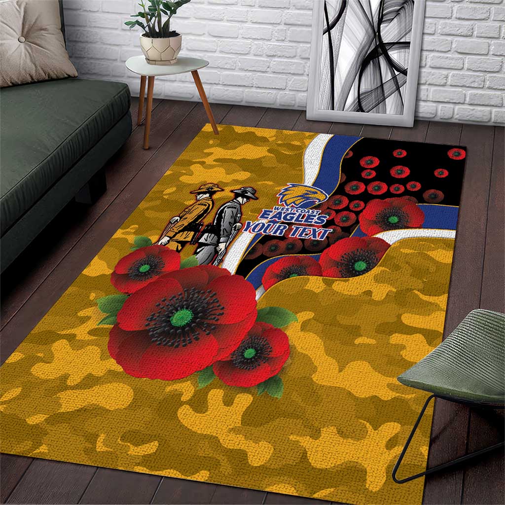 West Eagles ANZAC Personalised Area Rug Lest We Forget Poppy Camo