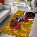 West Eagles ANZAC Personalised Area Rug Lest We Forget Poppy Camo