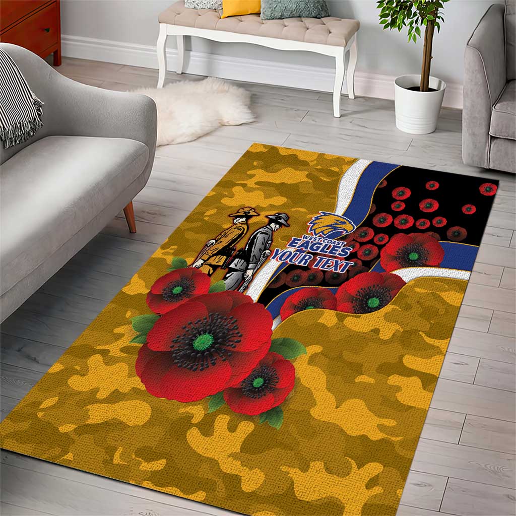 West Eagles ANZAC Personalised Area Rug Lest We Forget Poppy Camo