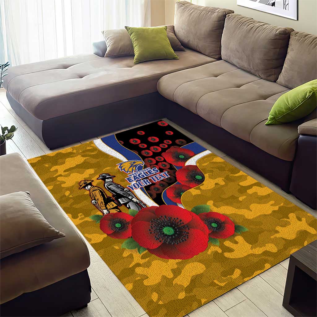 West Eagles ANZAC Personalised Area Rug Lest We Forget Poppy Camo