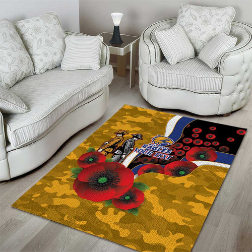 West Eagles ANZAC Personalised Area Rug Lest We Forget Poppy Camo