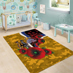 West Eagles ANZAC Personalised Area Rug Lest We Forget Poppy Camo