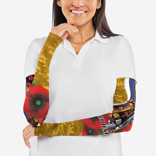 West Eagles ANZAC Personalised Arm Sleeves Lest We Forget Poppy Camo