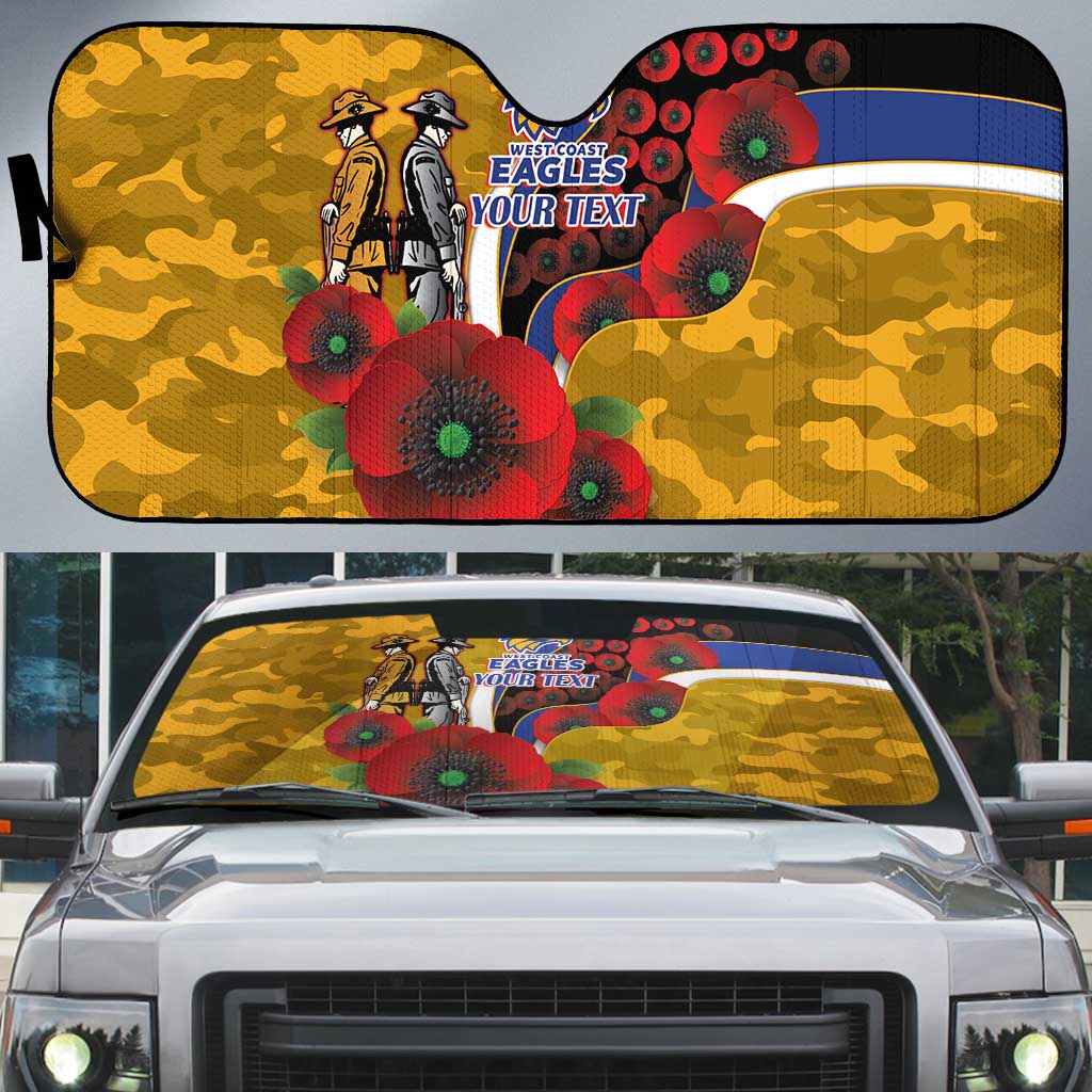 West Eagles ANZAC Personalised Auto Sun Shade Lest We Forget Poppy Camo