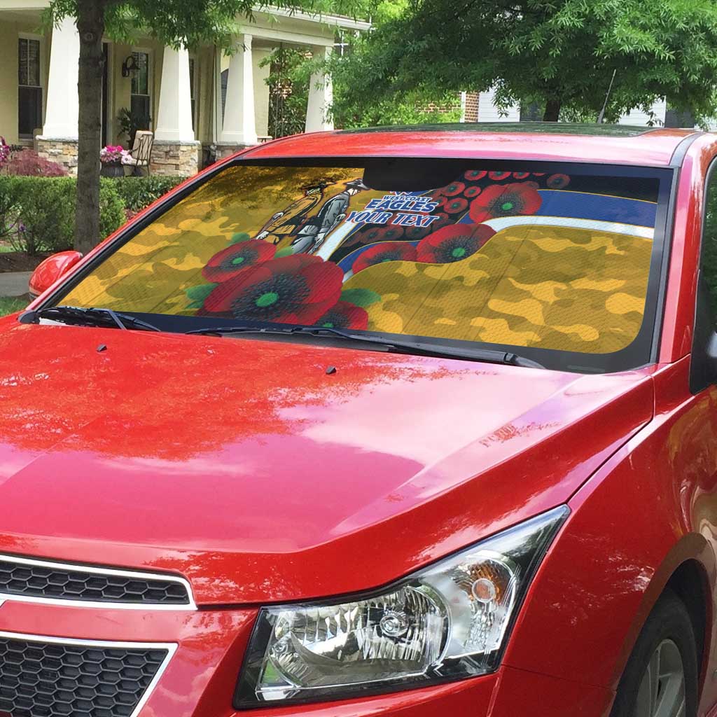 West Eagles ANZAC Personalised Auto Sun Shade Lest We Forget Poppy Camo