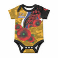 West Eagles ANZAC Personalised Baby Onesie Lest We Forget Poppy Camo