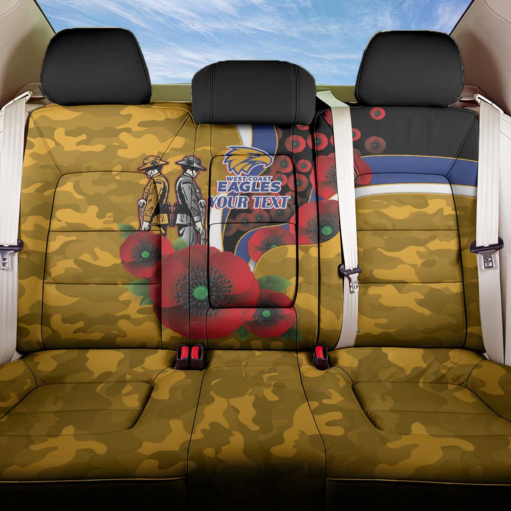West Eagles ANZAC Personalised Back Car Seat Cover Lest We Forget Poppy Camo