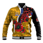 West Eagles ANZAC Personalised Baseball Jacket Lest We Forget Poppy Camo