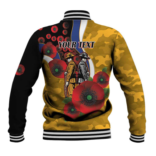 West Eagles ANZAC Personalised Baseball Jacket Lest We Forget Poppy Camo