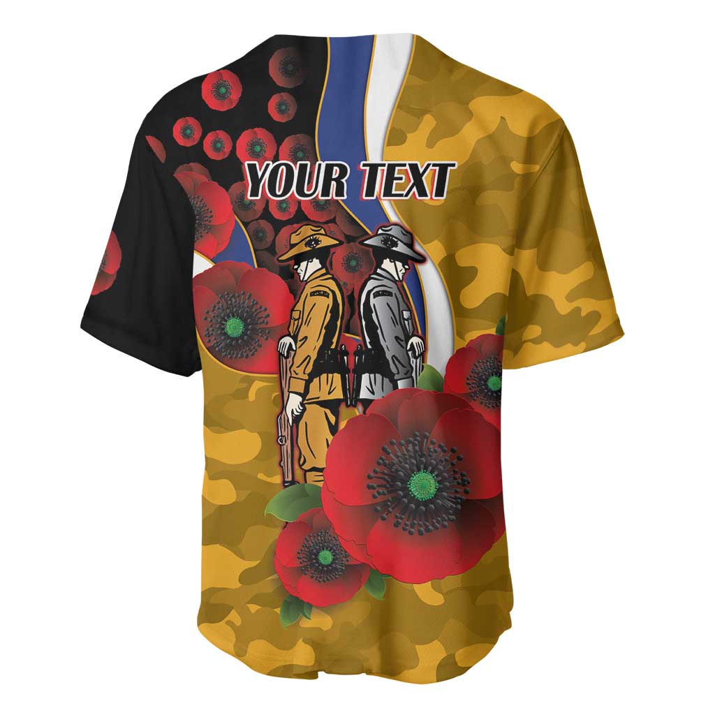 West Eagles ANZAC Personalised Baseball Jersey Lest We Forget Poppy Camo