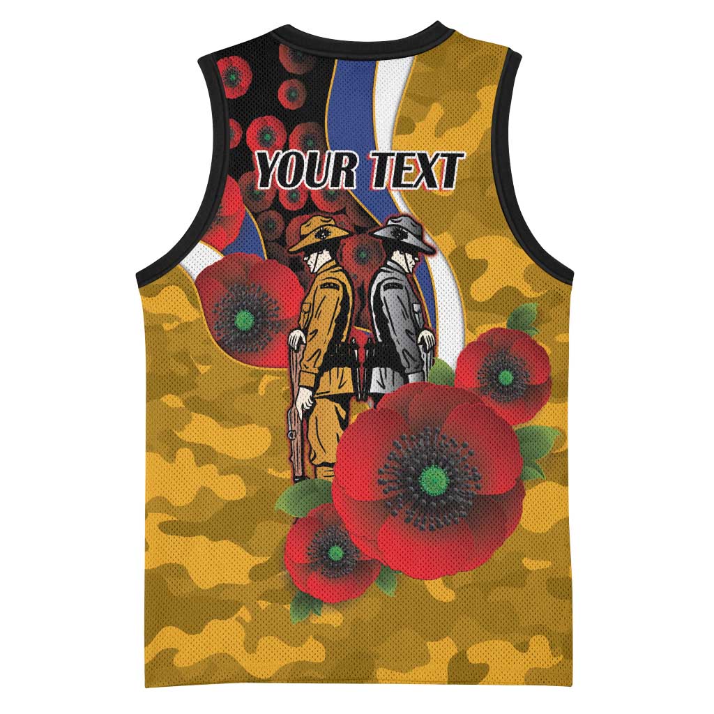 West Eagles ANZAC Personalised Basketball Jersey Lest We Forget Poppy Camo
