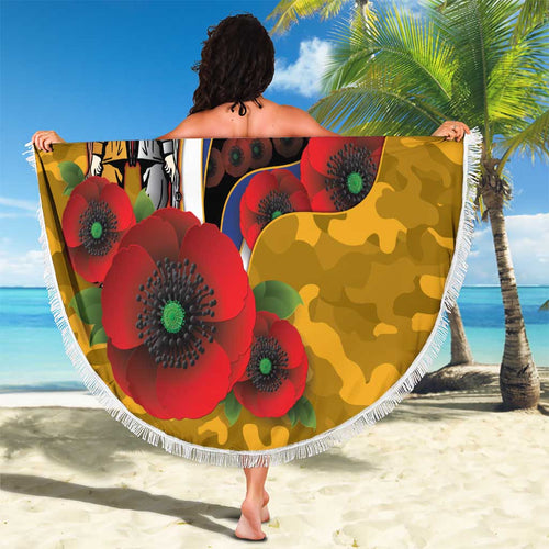 West Eagles ANZAC Personalised Beach Blanket Lest We Forget Poppy Camo