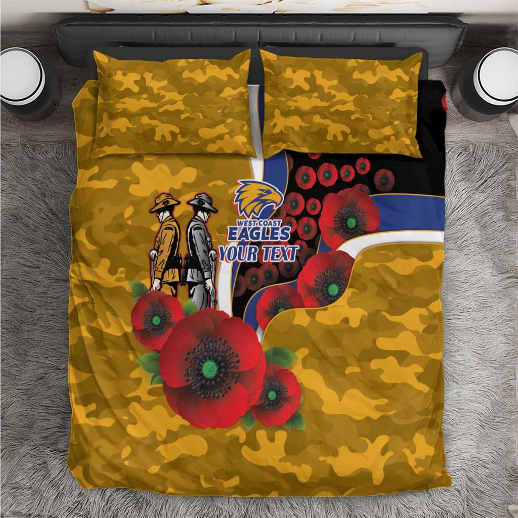 West Eagles ANZAC Personalised Bedding Set Lest We Forget Poppy Camo
