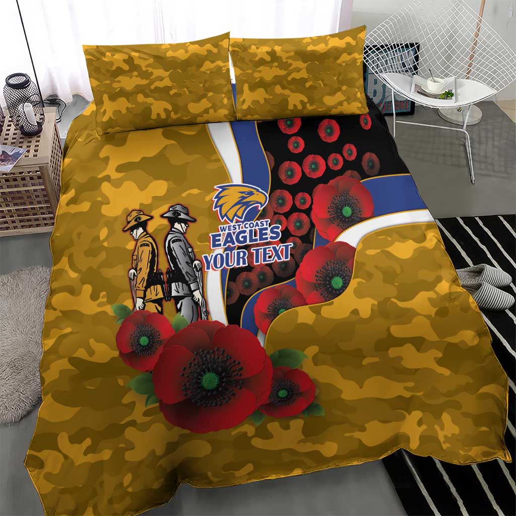 West Eagles ANZAC Personalised Bedding Set Lest We Forget Poppy Camo