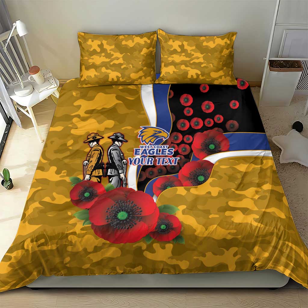 West Eagles ANZAC Personalised Bedding Set Lest We Forget Poppy Camo