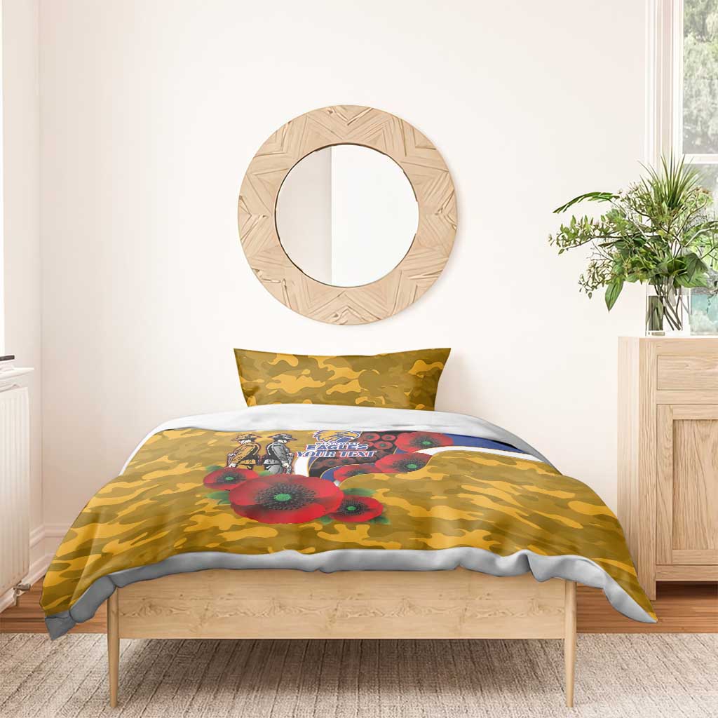 West Eagles ANZAC Personalised Bedding Set Lest We Forget Poppy Camo