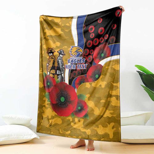 West Eagles ANZAC Personalised Blanket Lest We Forget Poppy Camo
