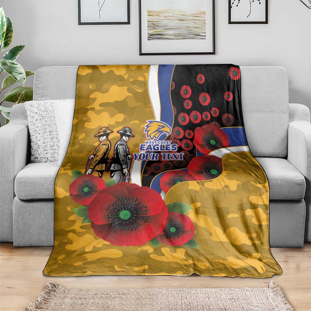 West Eagles ANZAC Personalised Blanket Lest We Forget Poppy Camo
