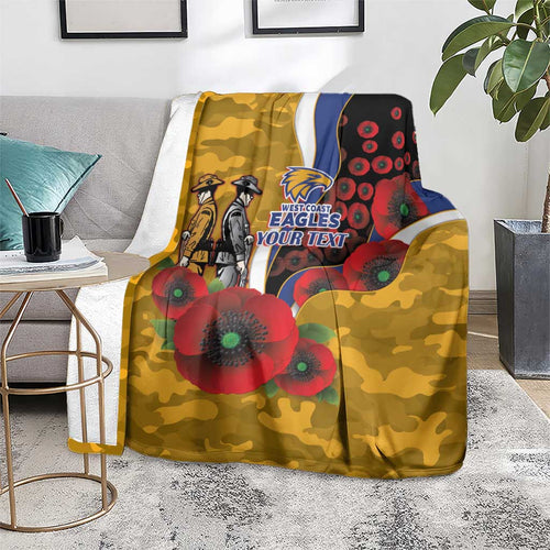 West Eagles ANZAC Personalised Blanket Lest We Forget Poppy Camo