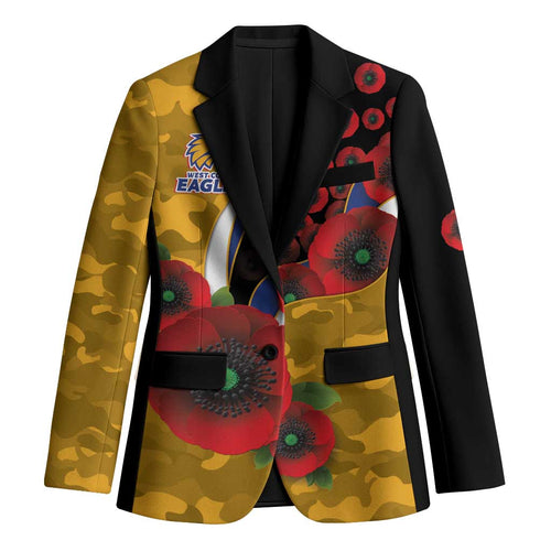 West Eagles ANZAC Personalised Blazer Lest We Forget Poppy Camo