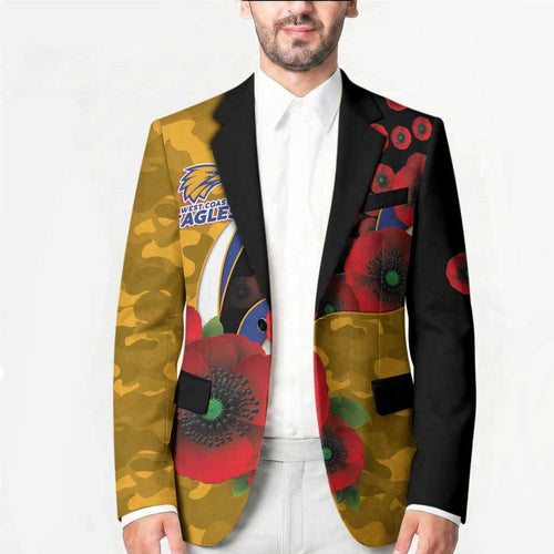 West Eagles ANZAC Personalised Blazer Lest We Forget Poppy Camo