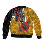 West Eagles ANZAC Personalised Bomber Jacket Lest We Forget Poppy Camo