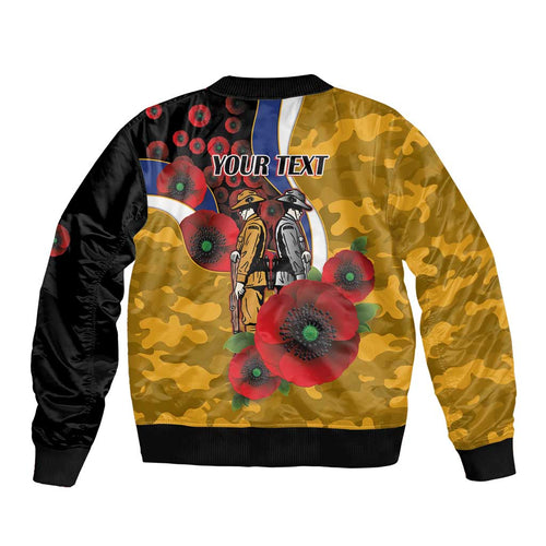 West Eagles ANZAC Personalised Bomber Jacket Lest We Forget Poppy Camo
