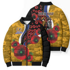 West Eagles ANZAC Personalised Bomber Puffer Jacket Lest We Forget Poppy Camo