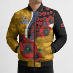 West Eagles ANZAC Personalised Bomber Puffer Jacket Lest We Forget Poppy Camo