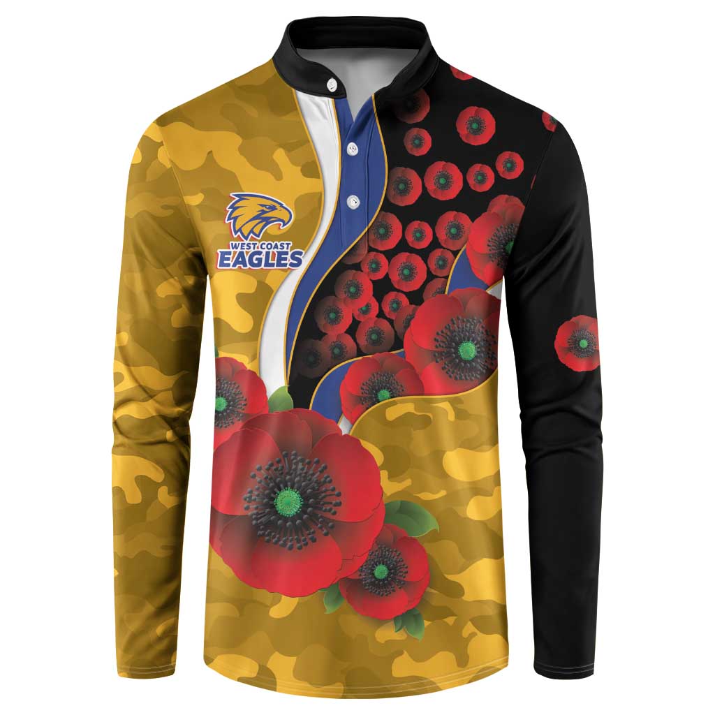 West Eagles ANZAC Personalised Button Sweatshirt Lest We Forget Poppy Camo