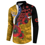 West Eagles ANZAC Personalised Button Sweatshirt Lest We Forget Poppy Camo