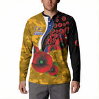 West Eagles ANZAC Personalised Button Sweatshirt Lest We Forget Poppy Camo
