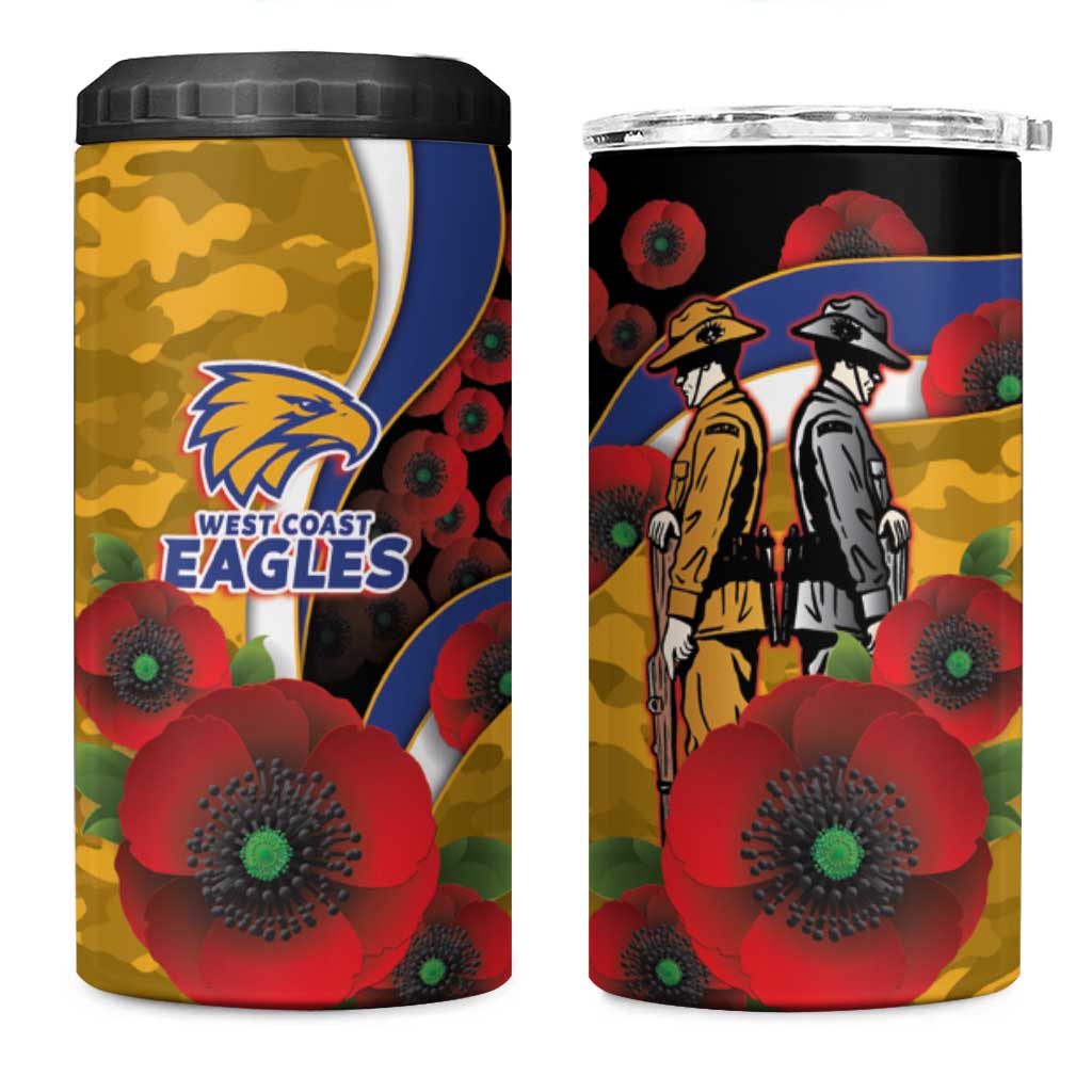 West Eagles ANZAC Personalised 4 in 1 Can Cooler Tumbler Lest We Forget Poppy Camo