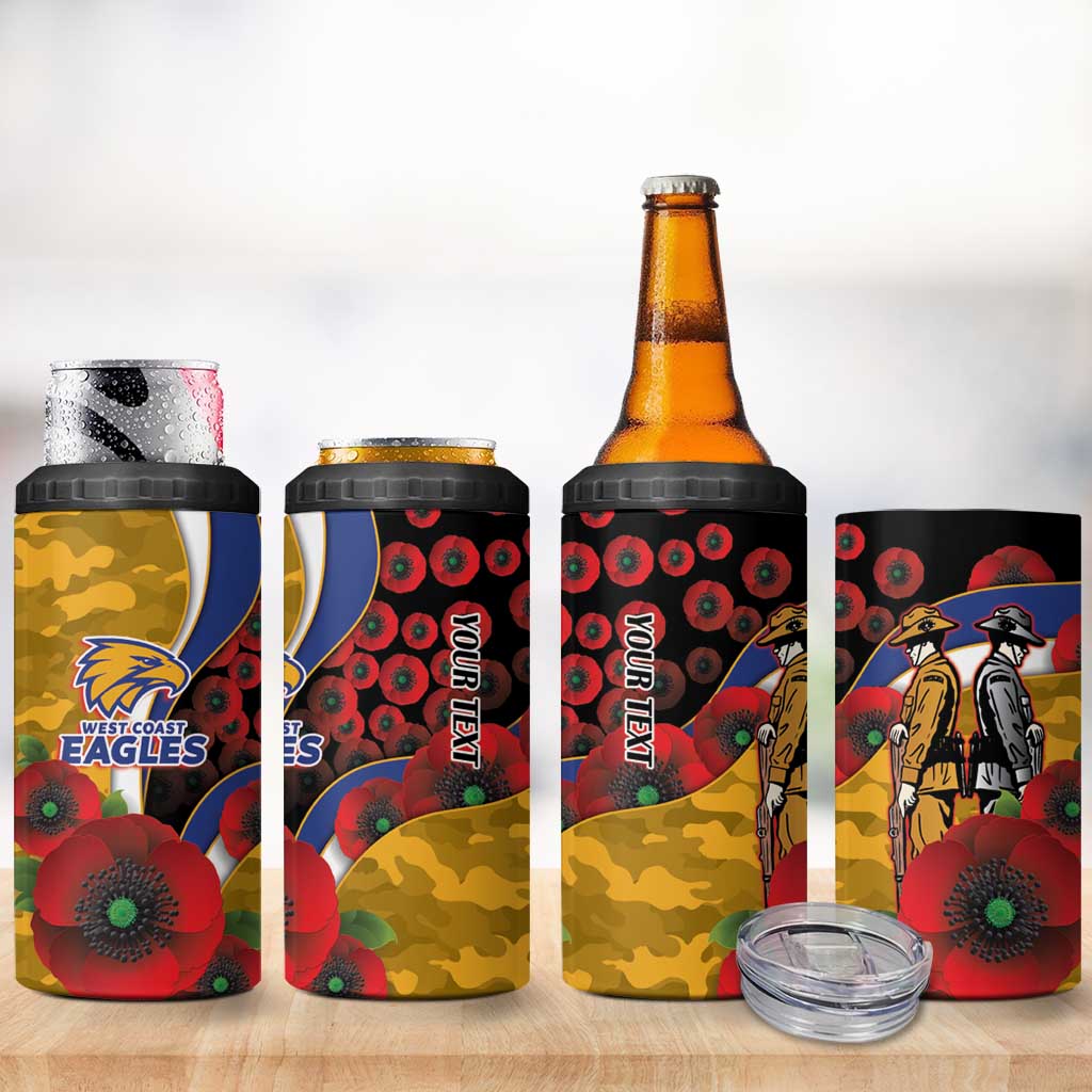West Eagles ANZAC Personalised 4 in 1 Can Cooler Tumbler Lest We Forget Poppy Camo
