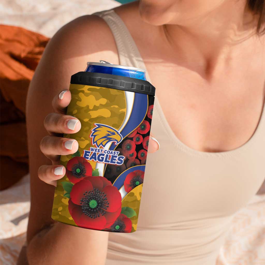 West Eagles ANZAC Personalised 4 in 1 Can Cooler Tumbler Lest We Forget Poppy Camo