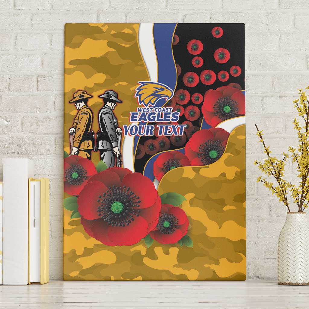 West Eagles ANZAC Personalised Canvas Wall Art Lest We Forget Poppy Camo