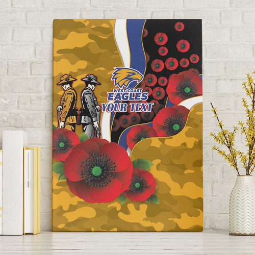 West Eagles ANZAC Personalised Canvas Wall Art Lest We Forget Poppy Camo