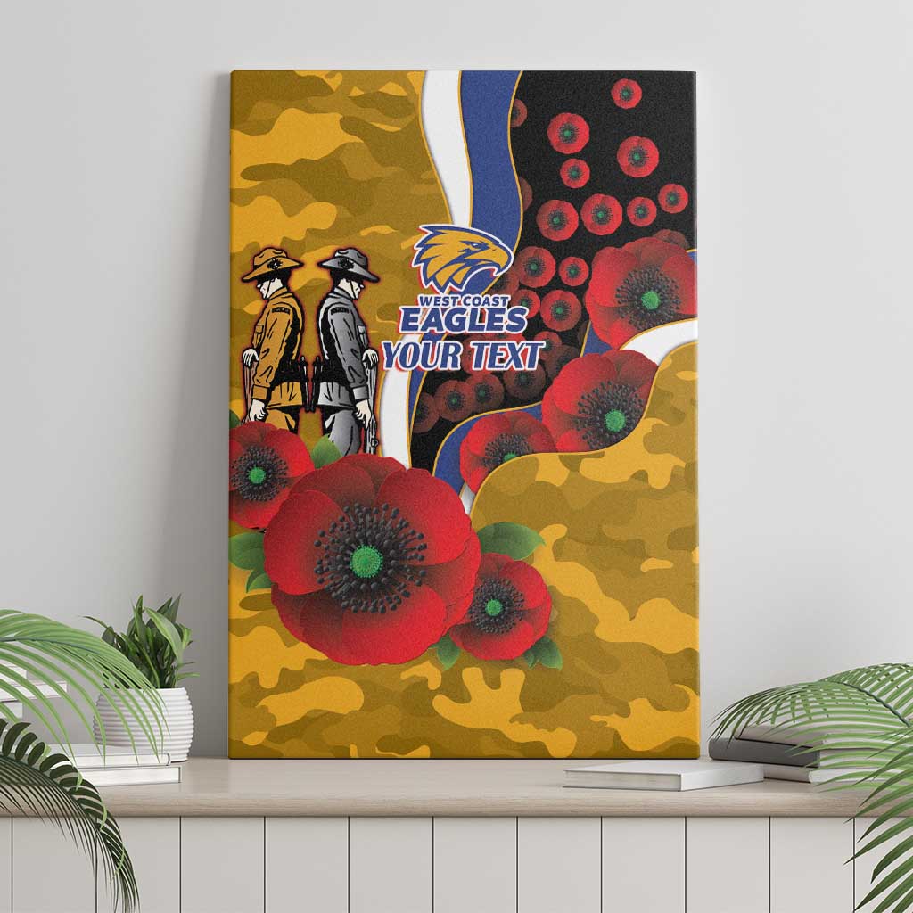 West Eagles ANZAC Personalised Canvas Wall Art Lest We Forget Poppy Camo