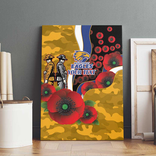 West Eagles ANZAC Personalised Canvas Wall Art Lest We Forget Poppy Camo