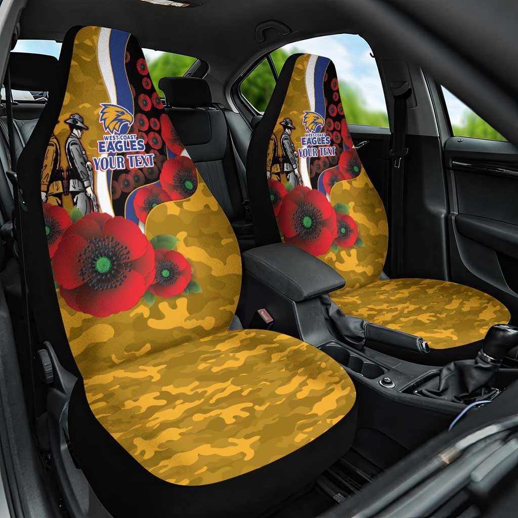 West Eagles ANZAC Personalised Car Seat Cover Lest We Forget Poppy Camo