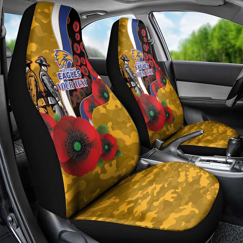 West Eagles ANZAC Personalised Car Seat Cover Lest We Forget Poppy Camo